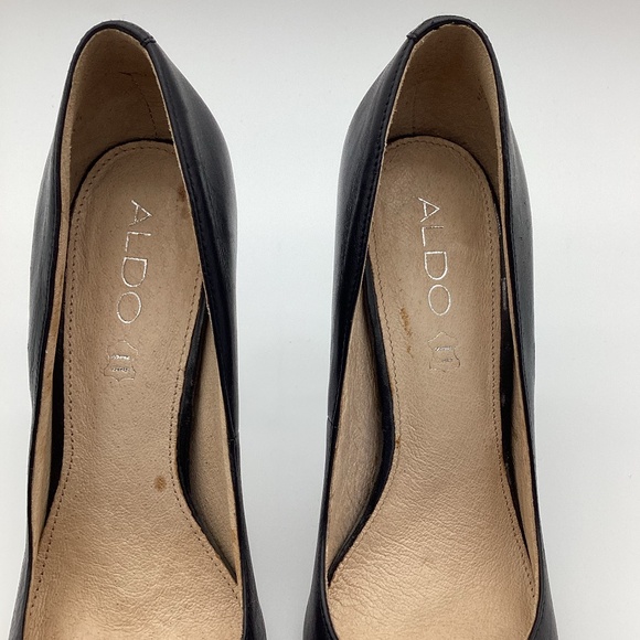 1728. ALDO Black Leather Pumps NWOT Size 9 - Picture 3 of 11